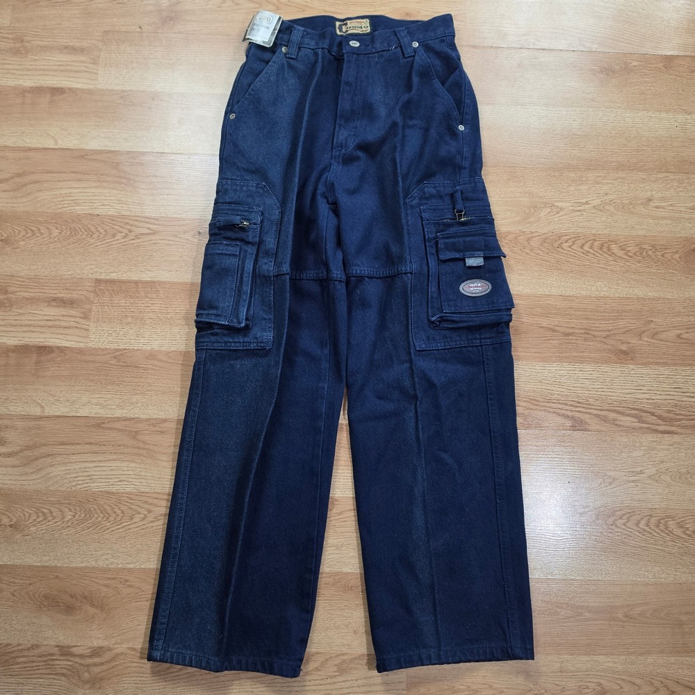 Cosmo Jeans Cargo Pants Boys 12 1030B Baggy Wide Leg Denim Indigo Blue NWT 90s